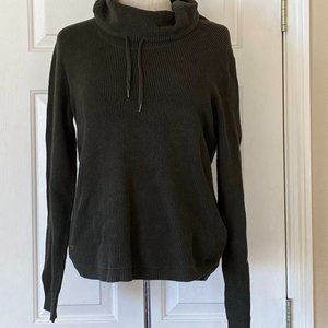 Lauren Ralph Lauren Waffle Knit Cowl Neck Pullover Cotton Sweater Green